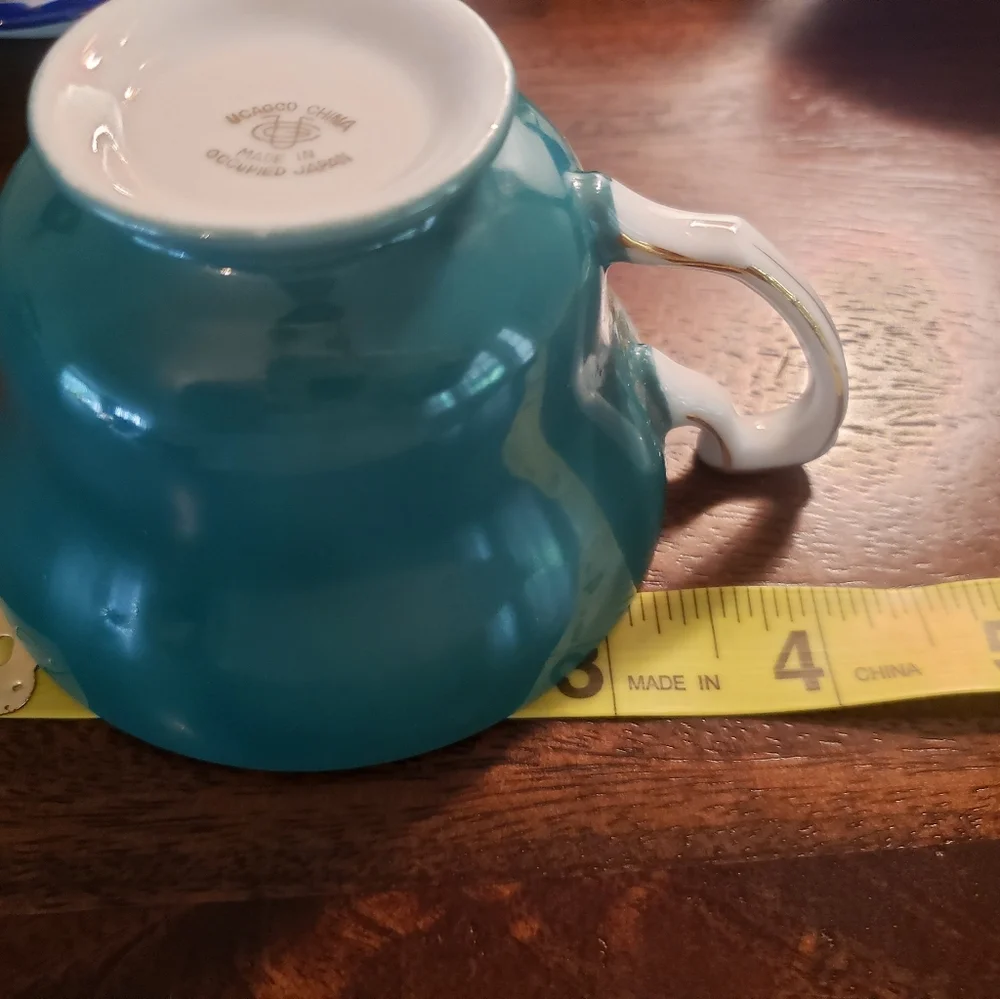 Beautiful Vintage Blue Ucagco Hand Painted China Teacups - 4 cups, 1 saucer - Picture 13 of 13